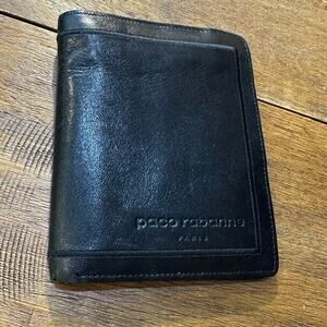 Paco Rabanne Paris Black Leather Wallet - Stylish Sleek Simple Classic Wallet